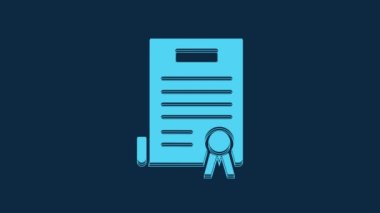 Blue Declaration of independence icon isolated on blue background. 4K Video motion graphic animation.