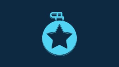 Blue Canteen water bottle icon isolated on blue background. Tourist flask icon. Jar of water use in the campaign. 4K Video motion graphic animation.