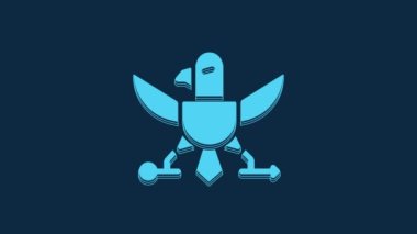 Blue Eagle icon isolated on blue background. American Presidential symbol. 4K Video motion graphic animation.