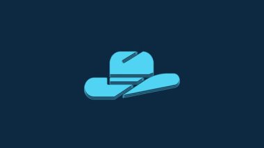 Blue Western cowboy hat icon isolated on blue background. 4K Video motion graphic animation.