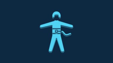 Mavi arkaplanda mavi Bungee jumping ikonu izole edildi. 4K Video hareketli grafik canlandırması.