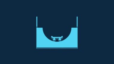 Blue Skate park icon isolated on blue background. Set of ramp, roller, stairs for a skatepark. Extreme sport. 4K Video motion graphic animation.