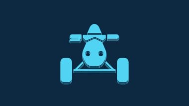 Blue All Terrain Vehicle or ATV motorcycle icon isolated on blue background. Quad bike. Extreme sport. 4K Video motion graphic animation.