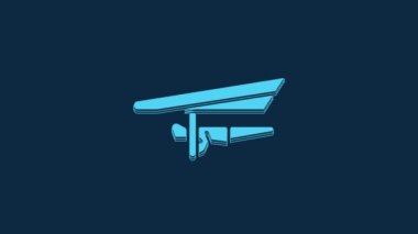 Blue Hang glider icon isolated on blue background. Extreme sport. 4K Video motion graphic animation.
