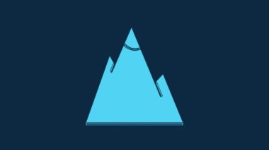 Blue Mountains icon isolated on blue background. Symbol of victory or success concept. 4K Video motion graphic animation.