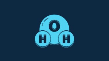 Blue Chemical formula for water drops H2O shaped icon isolated on blue background. 4K Video motion graphic animation.