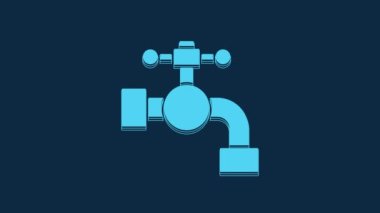 Blue Water tap icon isolated on blue background. 4K Video motion graphic animation.