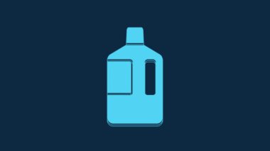 Blue Big bottle with clean water icon isolated on blue background. Plastic container for the cooler. 4K Video motion graphic animation.