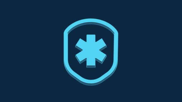 Blue Medical Shield Cross Icon Isolated Blue Background Protection Safety — Stock Video