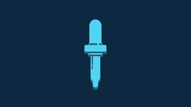 Blue Pipette Icon Isolated Blue Background Element Medical Chemistry Lab — Wideo stockowe