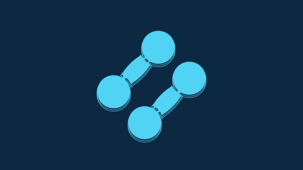 Blue Dumbbell Icon Isolated Blue Background Muscle Lifting Icon Fitness — Vídeo de stock