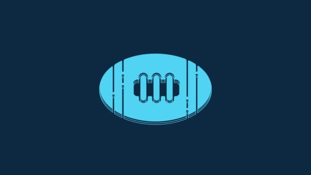 Blue American Football Ball Icon Isolated Blue Background Rugby Ball — Stockvideo