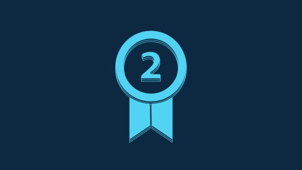 Ікона Синьої Медалі Ізольована Синьому Тлі Знак Досягнення Переможця Нагорода — стокове відео