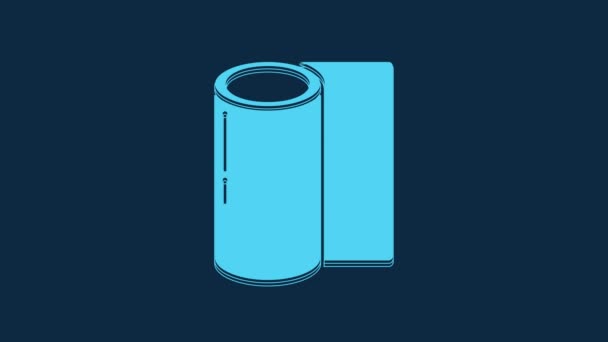 Blue Fitness Mat Roll Icon Isolated Blue Background Yoga Mat — Stock Video