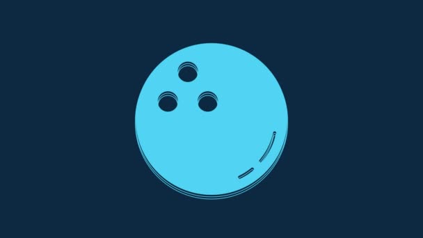 Blue Bowling Bal Pictogram Geïsoleerd Blauwe Achtergrond Sportuitrusting Video Motion — Stockvideo