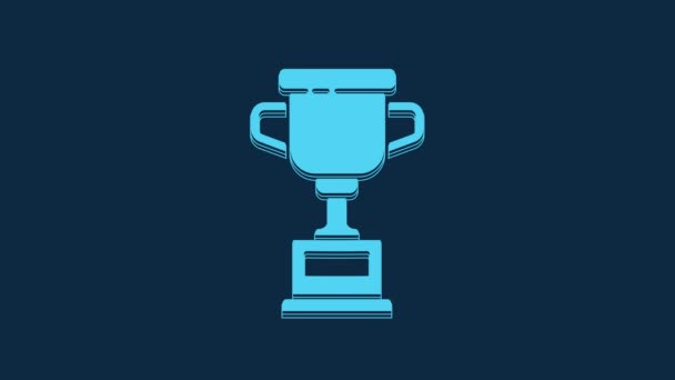 Blue Award Cup Icon Isolated Blue Background Winner Trophy Symbol — Stockvideo