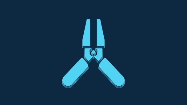 Blue Car Battery Jumper Power Cable Icon Isolated Blue Background — Αρχείο Βίντεο