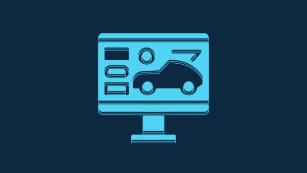 Blue Hardware Diagnostics Condition Car Icon Isolated Blue Background Car — Stock Video