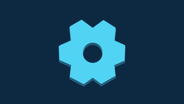 Blue Gear Icon Isolated Blue Background Cogwheel Gear Settings Sign — стоковое видео