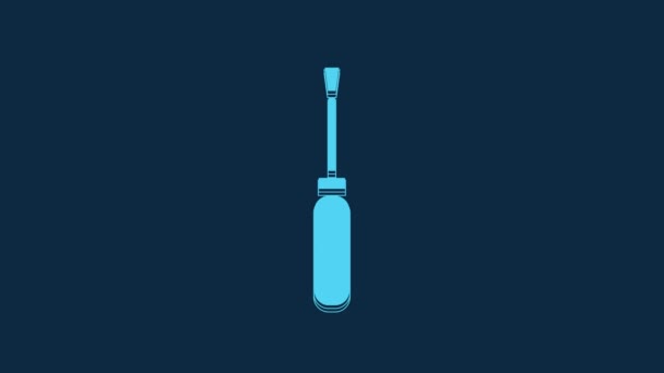 Blue Screwdriver Icon Isolated Blue Background Service Tool Symbol Video — Vídeo de Stock