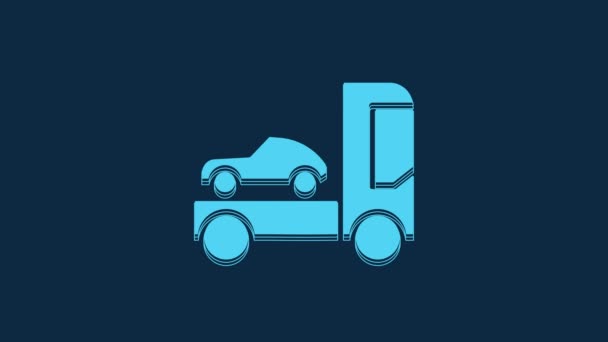 Carro Azul Transportador Caminhão Para Transporte Ícone Carro Isolado Fundo — Vídeo de Stock