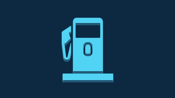 Blue Petrol Gas Station Icon Isolated Blue Background Car Fuel — Vídeos de Stock