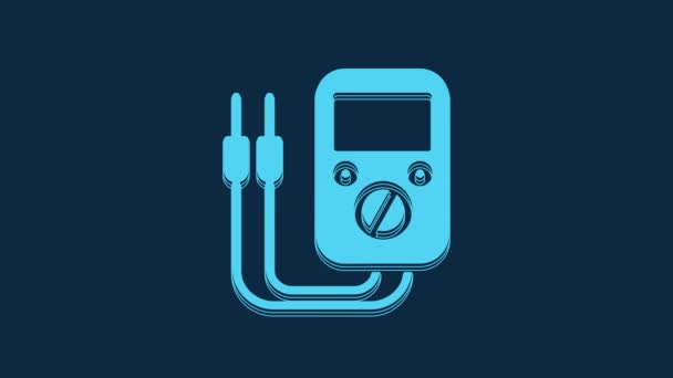 Blue Ampere Meter Multimeter Voltmeter Icon Isolated Blue Background Instruments — Wideo stockowe