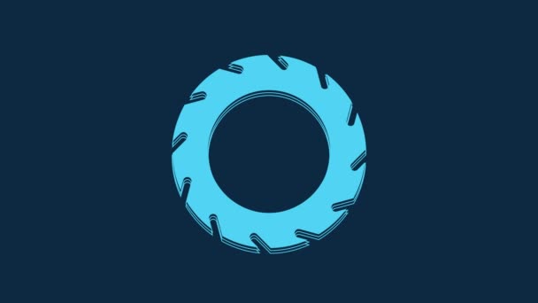 Blue Car Tire Wheel Icon Isolated Blue Background Video Motion — Video Stock