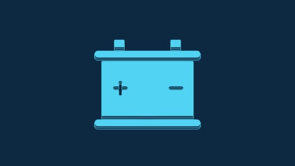 Blue Car Battery Icon Isolated Blue Background Accumulator Battery Energy — Video