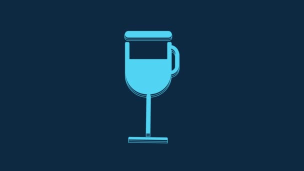Icono Café Irlandés Azul Aislado Sobre Fondo Azul Animación Gráfica — Vídeo de stock