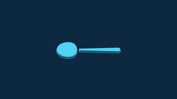 Blue Spoon Icon Isolated Blue Background Cooking Utensil Cutlery Sign — Vídeos de Stock