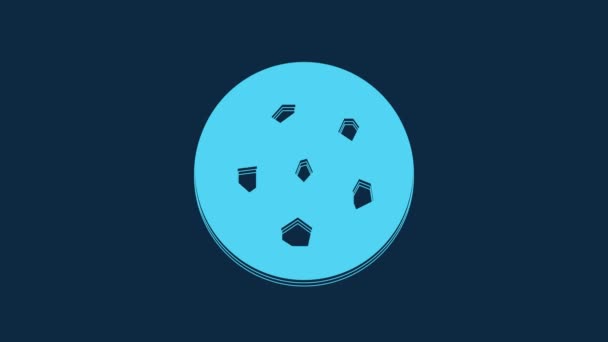 Blue Cookie Biscuit Chocolate Icon Isolated Blue Background Video Motion — Wideo stockowe