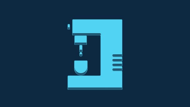 Blue Coffee Machine Icon Isolated Blue Background Video Motion Graphic — Vídeos de Stock