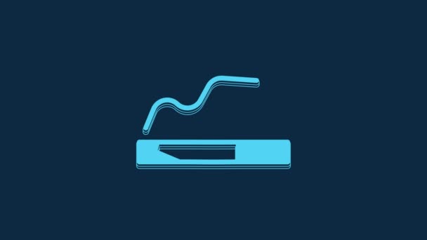 Blue Cigarette Icon Isolated Blue Background Tobacco Sign Smoking Symbol — Vídeos de Stock