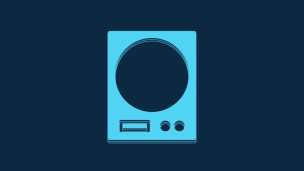 Blue Electronic Scales Icon Isolated Blue Background Weight Measure Equipment — Vídeo de stock