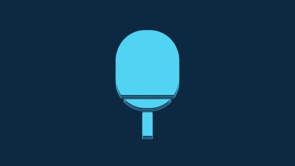 Blue Racket Playing Table Tennis Icon Isolated Blue Background Video — Vídeo de Stock