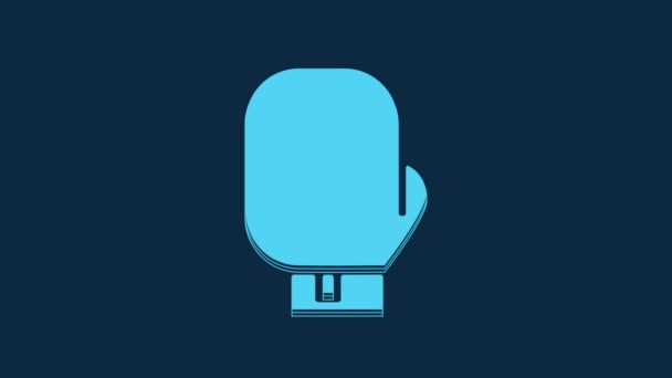 Luva Boxe Azul Ícone Isolado Fundo Azul Animação Gráfica Movimento — Vídeo de Stock