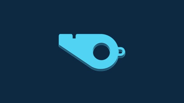 Blue Whistle Icon Isolated Blue Background Referee Symbol Fitness Sport — Video