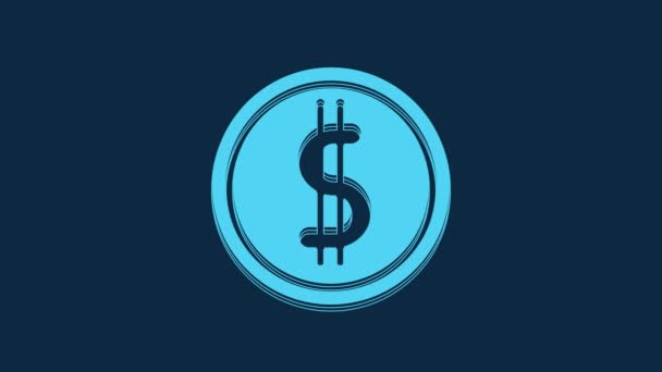 Blue Coin Money Dollar Symbol Icon Isolated Blue Background Banking — Video