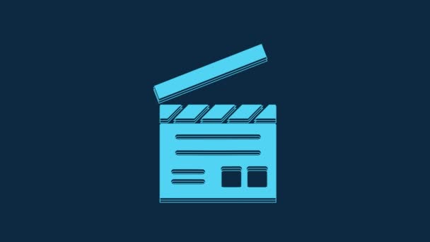 Blue Movie Clapper Icon Isoliert Auf Blauem Hintergrund Filmklappbrett Klappschild — Stockvideo