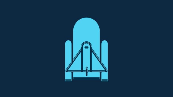 Blue Rocket Launch Spaceport Icon Isolated Blue Background Launch Rocket — Vídeo de Stock