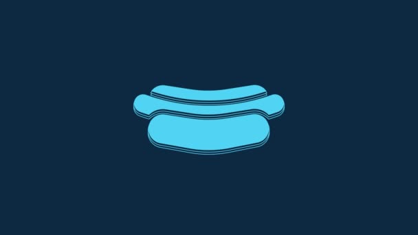 Blue Hotdog Sandwich Icon Isolated Blue Background Sausage Icon Fast — Vídeo de Stock