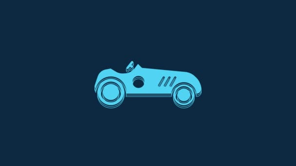 Синяя Икона Спортивного Гоночного Автомобиля Vintage Синем Фоне Видеографическая Анимация — стоковое видео