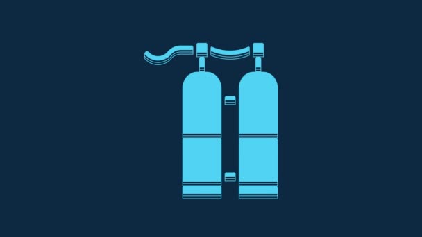 Blue Aqualung Icon Isolated Blue Background Oxygen Tank Diver Diving — стоковое видео