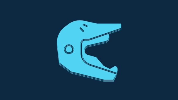 Casco Moto Motocross Blu Icona Isolata Sfondo Blu Animazione Grafica — Video Stock