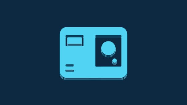 Blue Action Extreme Camera Icon Isolated Blue Background Video Camera — Vídeo de stock