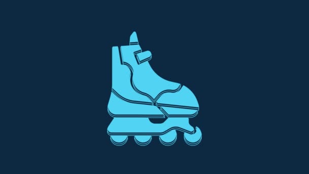 蓝色轮滑图标隔离在蓝色背景 4K视频运动图形动画 — 图库视频影像