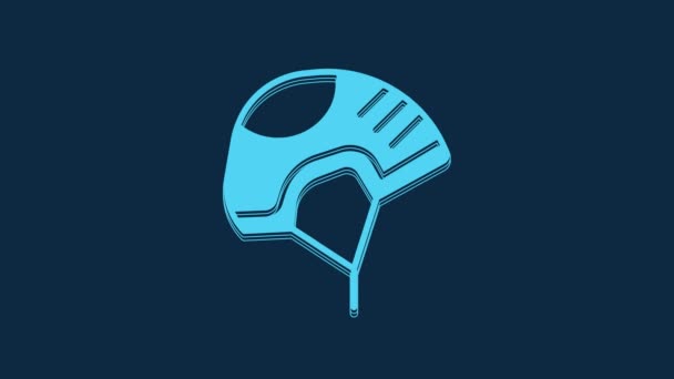 Blue Helmet Icon Isolated Blue Background Extreme Sport Sport Equipment — Vídeos de Stock