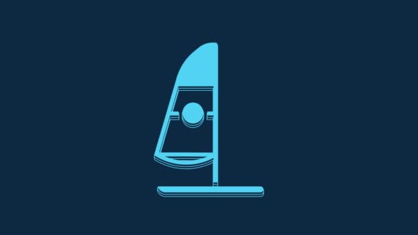 Icono Windsurf Azul Aislado Sobre Fondo Azul Animación Gráfica Vídeo — Vídeos de Stock