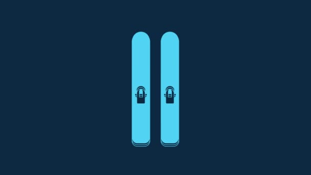 Blue Ski Sticks Icon Isolated Blue Background Extreme Sport Skiing — Stockvideo